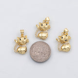 18K Gold PVD Cat charm s Charms - Tarnish Resistant
