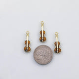 18K Gold PVD Violin charm musical instrument enamel charm s Charms - Tarnish Resistant