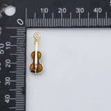 18K Gold PVD Violin charm musical instrument enamel charm s Charms - Tarnish Resistant