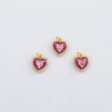 18K Gold PVD Pink heart charm Enamel Charm s Charms - Tarnish Resistant