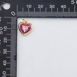18K Gold PVD Pink heart charm Enamel Charm s Charms - Tarnish Resistant
