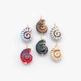 18K Gold PVD Ceramic Sea Shell Charm Colorful ceramic conch nautilus shell charms hmade painted porcelain vintage - Tarnish Resistant