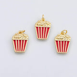18K Gold PVD Movie Popcorn charm enamel charm s Charms Charms - Tarnish Resistant