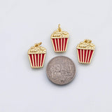 18K Gold PVD Movie Popcorn charm enamel charm s Charms Charms - Tarnish Resistant