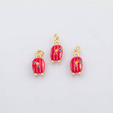 18K Gold PVD Pink luggage charm Enamel Charm s Charms - Tarnish Resistant