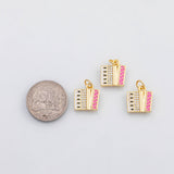 18K Gold PVD Accordion Musical instrument Enamel Charm s Charms - Tarnish Resistant