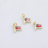 18K Gold PVD American Flag charm USA flag enamel charm s Charms Charms - Tarnish Resistant