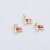 18K Gold pvd American Flag charm USA flag enamel charm s Charms Charms - Tarnish Resistant