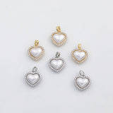 18K Gold pvd Heart pearl charm s Charms - Tarnish Resistant
