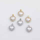 18K Gold PVD Heart pearl charm s Charms - Tarnish Resistant