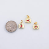 18K Gold PVD First aid kit nurse charm Enamel Charm s Charms - Tarnish Resistant