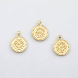 18K Gold pvd Round Charm s Charms - Tarnish Resistant