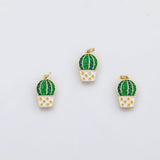 18K Gold PVD Cactus plant pot charm - Tarnish Resistant
