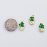 18K Gold PVD Cactus plant pot charm - Tarnish Resistant