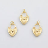 18K Gold PVD Heart lock key charm - Tarnish Resistant
