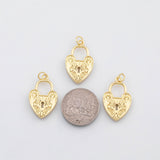 18K Gold PVD Heart lock key charm - Tarnish Resistant