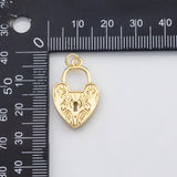 18K Gold PVD Heart lock key charm - Tarnish Resistant