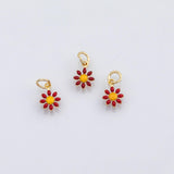 18K Gold PVD Flower charm daisy sunflower enamel charm s Charms Charms - Tarnish Resistant