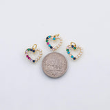 18K Gold PVD Pearl heart multicolor charm - Tarnish Resistant