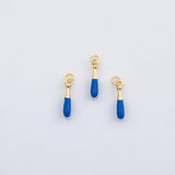 18K Gold PVD Baseball bat charm blue enamel charm - Tarnish Resistant