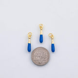 18K Gold PVD Baseball bat charm blue enamel charm - Tarnish Resistant
