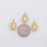 18K Gold PVD Mary saint oval charm - Tarnish Resistant