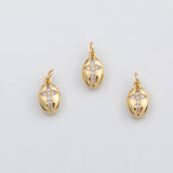 18K Gold PVD Oval cross charm - Tarnish Resistant