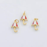 18K Gold PVD Umbrella charm beach enamel charm s Charms Charms - Tarnish Resistant