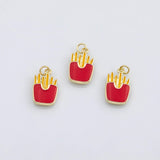 18K Gold PVD French fries charm fast food enamel charm s Charms Charms - Tarnish Resistant