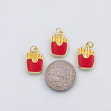 18K Gold PVD French fries charm fast food enamel charm s Charms Charms - Tarnish Resistant