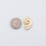 18K Gold PVD Sea shell conch nautilus white enamel charm Charms - Tarnish Resistant