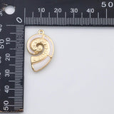 18K Gold PVD Sea shell conch nautilus white enamel charm Charms - Tarnish Resistant