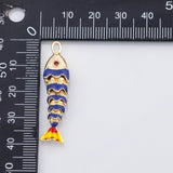 18K Gold PVD Fish flexible spine enamel charm Charms - Tarnish Resistant