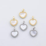 18K Gold PVD Heart mother of pearl charm s Charms - Tarnish Resistant