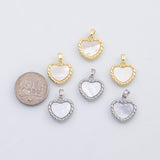 18K Gold PVD Heart mother of pearl charm s Charms - Tarnish Resistant