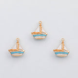 18K Gold PVD Sail boat sailing boat charm enamel Charm s Charms - Tarnish Resistant