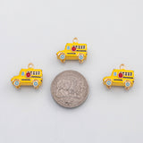 18K Gold PVD Yellow school bus charm school enamel Charm s Charms - Tarnish Resistant