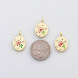 18K Gold PVD Flower enamel charm s Charms - Tarnish Resistant