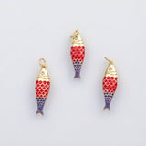 18K Gold PVD Fish charm enamel charm s Charms - Tarnish Resistant