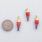 18K Gold PVD Fish charm enamel charm s Charms - Tarnish Resistant
