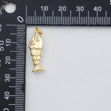 18K Gold PVD Fish open mouth charm s Charms - Tarnish Resistant