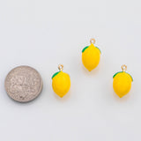 18K Gold PVD Lemon Charm 3D enamel fruit charm s Charms - Tarnish Resistant