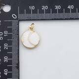 18K Gold PVD Baseball charm white enamel baseball charm s Charms - Tarnish Resistant