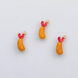 18K Gold PVD 3D Shrimp Tempura charm sushi enamel charm s Charms - Tarnish Resistant