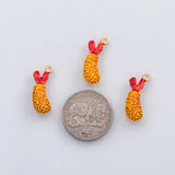 18K Gold PVD 3D Shrimp Tempura charm sushi enamel charm s Charms - Tarnish Resistant