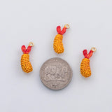18K Gold PVD 3D Shrimp Tempura charm sushi enamel charm s Charms - Tarnish Resistant