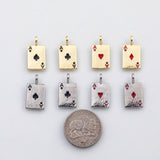 18K Gold PVD Poker Cards Charm Playing Cards Ace of Spades Heart Diamond Clubs Charm Charm - Tarnish Resistant