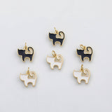 18K Gold PVD Cat Charm White Black Cat Enamel Charm Charm s Charms - Tarnish Resistant