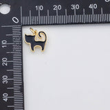 18K Gold pvd Cat Charm White Black Cat Enamel Charm Charm s Charms - Tarnish Resistant