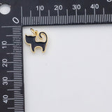 18K Gold PVD Cat Charm White Black Cat Enamel Charm Charm s Charms - Tarnish Resistant